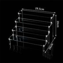 1-4 Tier Acrylic Desktop Display Rack, Transparent Tiered Cupcake, Perfume, Action Figure, Blind Box Storage Organizer - White - View 15