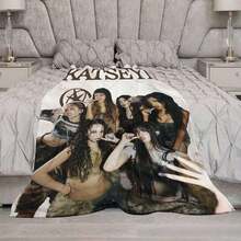 KATSEYE Music Combination Flannel Blanket, Modern Style, Lightweight And Comfortable, Suitable For All Seasons, Suitable For Sofas, Office Chairs, Beds, Outdoor Camping, Travel And Gatherings - Digital Printing, Ideal Gift For Family And Friends - 如圖所示 - 查看 6