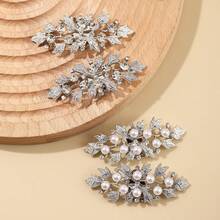 2 pezzi Decorazioni per scarpe con tacco alto stile europeo elegante, accessori fai-da-te per scarpe da sposa, scarpe da cerimonia scintillanti - Multicolore - Visualizzare 7