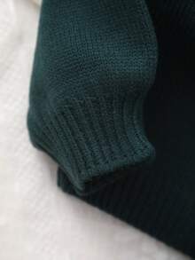 2 piezas Conjunto de suéter de manga larga bordado y pantalones largos para niñas, adecuado para primavera y otoño, estilo verde elegante, apropiado para uso diario, salidas, viajes y ocasiones escolares