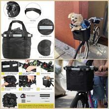 Foldable Cycling Bicycle Quick Release Front Bike BasketWaterproof Dog Handlebar Small Pet Cat And Back Folding Detachable Easy Install Suitable For Groceries Picnic Shopping Grey - Grey - View 4