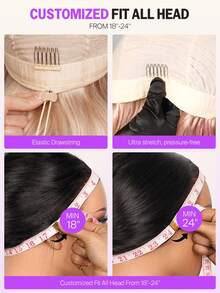 MEGALOOK 升级版 13x6 Three-Go™ Max 无胶假发，棕色头发，浅金色挑染，自然波浪卷发，带抽绳 - 100% 真人发，预剪蕾丝耳到耳超大发际线，透明蕾丝熔合，预拔毛，真发无结渐变挑染假发