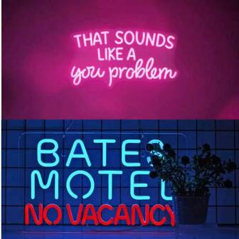 "Bates Motel No Vacancy" Glow-In-The-Dark Neon Sign - USB Powered, Wall-Mounted Light Forbedroom Decorations