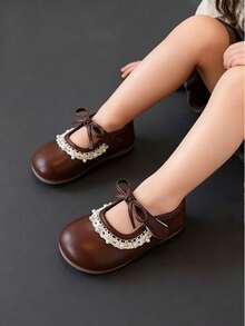2025年秋季新款女童玛丽珍可爱舒适平底鞋 - 棕色 - 查看 1
