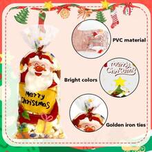 100 PCS Christmas Cellophane Treat Bags 5x11 Inch With Tie Plastic Christmas Bags For Candy Goodie Goody Cookie Gift Wrap Xmas Santa Pouches Frozen Winter Holiday Party Favors Supplies Decorations - 100個聖誕袋 - 查看 4