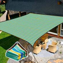 1pc Red de Camping a Rayas Coloridas para Toldo,Tela colorida con ojales, resistente al sol y duradera, ideal para cubrir invernaderos y cobertizos,Polietileno de alta densidad,Malla para Jardín,Malla de Sombra,Agricultores - Verde 3*4 - Ver 5