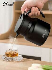 shoxil 1pc 800ml/27oz Insulated Thermal Coffee Carafe, Stainless Steel Double Walled Vacuum Coffee , Hot Water, Tea, Hot Beverage Dispenser, Thermal Teapot With Removable Tea Infuser - Teapot - View 9