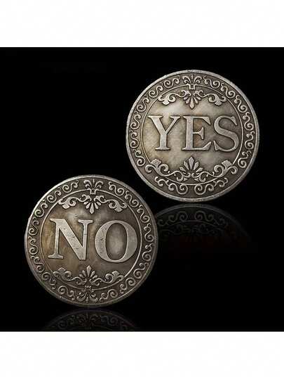 1pc Yes/No Decision Coin - Metal Flipping Token For Everyday Choices, Collectibles And Tabletop Games, Polished Surface With Clear Engraving, Gift For Decision Makers And Gaming Enthusiasts