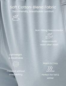 RRIVE Women's Blue High Waisted Wide Leg Sweatpants Drawstring Baggy Lounge Pants Comfy Soft Cotton Casual Trousers With Pockets - 霧霾藍 - 查看 8