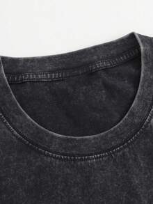 Men Casual Round Neck Short Sleeve 100% Cotton T-Shirt, Summer Vacation Top, Funny Graphic Tees, Y2K Street Wear, Gifts For Boyfriend And Husband - 黑色1120QQ1 - 查看 3