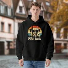 Vintage Pug Dad Graphic Hoodie - Perfect Father's Day Gift For Dog Lovers, Casu,Soft And Breathable Fabric, Loose Style, Perfect For Concerts And Hiking Trips - 款式9 - 查看 3