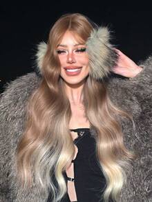 额头蕾丝 4 * 1，额头蕾丝卷发假发，多色卷发假发，30 英尺长，自然逼真，适合日常佩戴。 - 彩色 - 查看 1