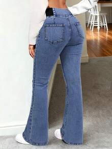 GILIPUR 新款浅蓝色喇叭牛仔裤,高腰修身弹力设计,优雅时尚,采用舒适高弹牛仔面料,休闲街头风,复古秋冬皆宜,适合新年、情人节等节日穿着,也是理想的送礼之选。精致外观不失休闲感,完美适用于正式派对、休闲晚餐和音乐会等场合。 - 藍色 - 查看 10