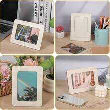 12 قطعة إطار صور خشبي مع 12 لون طلاء و2 فرشاة، مناسب للصنع اليدوي، مقاس الصورة 4 * 6 بوصة، إطارات خشبية قائمة DIY غير مكتملة، رائعة كهدية عيد ميلاد وعيد الميلاد للحرف اليدوية والديكور - متعدد الألوان - مشاهدة 9