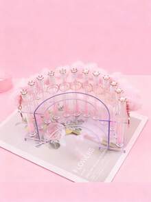 1/3/5pcs Pink Diamond & Pearl Crown Plush Ball Keychain Eyelash Brush Eyebrow Brush Portable Tube Makeup Brush Set, Convenient Travel Makeup Tool - Pink - View 4