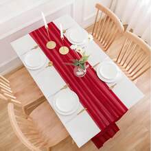 Red Chiffon Table Runner Valance - Suitable For Valentine's Day, Dates, Wedding Parties, Table Decoration - Red - View 6