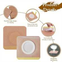 50/100 piezas Envoltorios de aceite de ricino desechables, cubiertas de algodón orgánico autoadhesivas para el cuidado del abdomen, almohadillas absorbentes para el ombligo para el abdomen, las rodillas y los pies - Color piel