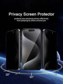 BOLLYMORE 4pcs/Set Anti-Spy Tempered Glass Screen Protector, Compatible With IPhone 17 Pro Max, 17 Pro, 17E, 11, Matte Finish, Privacy Protection For Smartphone Display Gift For Birthday, Family, Friends Phone Screen Protector, Phone Accessories Waterproof Shockproof Anti-Fall Anti-Fall Scratch Resistant Anti-Fingerprint Full Cover - Black - View 4