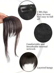French Layered Bangs Wig, Women's Hairline Wig, Seamless French Bangs Wig, Suitable For Daily Wear, Easy To Wear, Seamless Hair Piece, Multi-Functional Hair Accessory, French Bangs, Natural Looking Wig - Multicolor - View 6