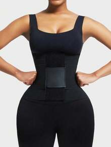 1pc Women's Pink Leopard Print Waist Cincher, Abdominal Slimming Elastic Waist Belt, Suitable For Fitness, Daily Wear, Sports - Black - View 7