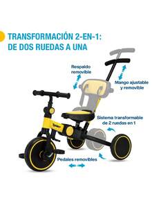Shimy 5-In-1 Foldable Tricycle For Kids And Babies With Canopy - Multicolor - View 6