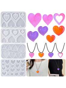 1 Khuôn làm khuyên tai bằng nhựa hình trái tim, Làm móc khóa khuyên tai theo chủ đề tình yêu, Khuôn nhựa UV bằng silicon dùng để làm đồ trang sức khuyên tai hình trái tim tự làm, Thích hợp làm khuyên tai, vòng cổ, mặt dây chuyền, móc khóa - trắng - Xem 1