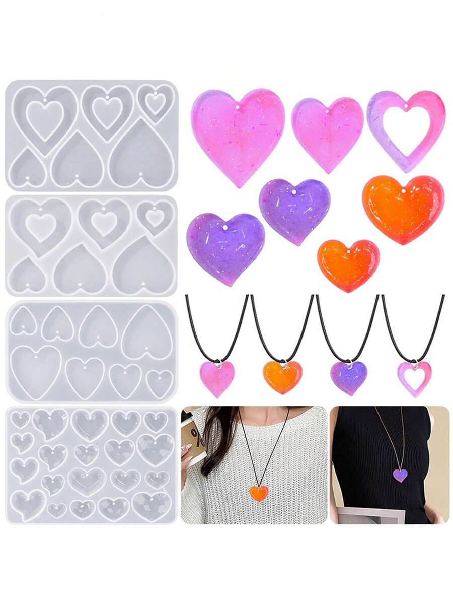 1 Khuôn làm khuyên tai bằng nhựa hình trái tim, Làm móc khóa khuyên tai theo chủ đề tình yêu, Khuôn nhựa UV bằng silicon dùng để làm đồ trang sức khuyên tai hình trái tim tự làm, Thích hợp làm khuyên tai, vòng cổ, mặt dây chuyền, móc khóa - trắng - Xem 1