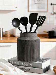 北欧风树脂收纳架，适用于锅铲、勺子和烹饪工具 | 现代厨房、房车和小空间的理想台面收纳方案。简洁时尚的设计，与极简主义装饰风格相得益彰，让您的餐具整齐有序、触手可及，尽显格调。 - 彩色 - 查看 5