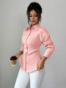 Women's Casual Long Sleeve Shirt, Suitable For Business, Interview, Back To School, Office Wear, Summer & Autumn& Spring