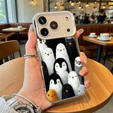 Funda de Teléfono Patrón de Pingüino Blanco y Negro Diseño de Animal Lindo Para iPhone 14 13 12 11 Pro Max  Galaxy S23 S22 S21 S20 Opción de Regalo Ideal Para Todas las Temporadas - Plateado - Ver 2