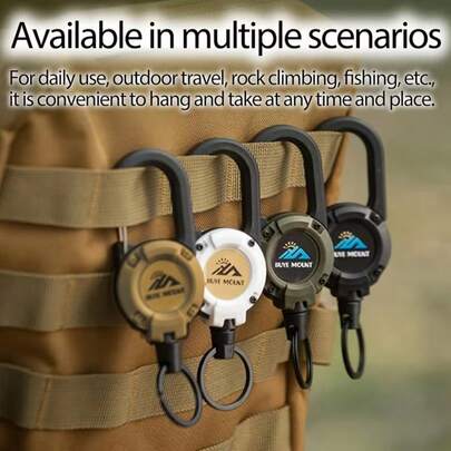 1PC Tactical Retractable Keychain - Anti-Theft Backpack Rope With Retractable Buckle, Durable ABS Heavy-Duty Automatic Telescopic Buckle With Steel Wire Rope And ABS Shell, Outdoor Portable Telescopic Buckle Multi-Functional Key Ring Anti-Loss Key Hook, Camping Backpack Key Ring, High Rebound Anti-Loss Clip