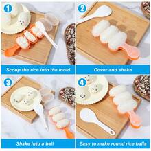 1pc/2pcs/4pcs Rice Ball Mold; Sushi Rice Ball Mold With Rice Shaker And Rice Spoon - Easy To Make Perfect Rice Balls And Sushi, Fun Kitchen Tool - Multicolor - View 8