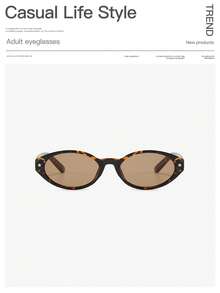 1PC Women's Casual Narrow-Frame Retro Oval Star-Studded Stylish Glasses, Suitable For Vacation Outings, Everyday Outfits, And Holiday Gifts - Multicolor - View 6