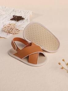 0-1岁婴幼儿鞋，夏季婴儿凉鞋，新生儿透气学步鞋 - 棕色 - 查看 2