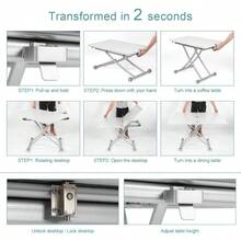 Multifunctional Dining Table, Adjustable Height Foldable Modern Coffee Table, White Banquet Table For Living Room, Dining Room - White - View 10