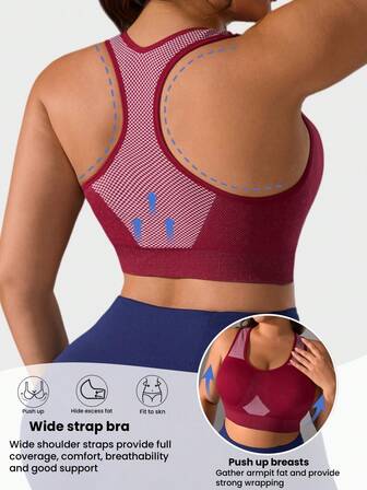 1 Peça Sutiã Esportivo de Moda Casual Estilo Racer Back para Mulheres Plus Size, Design de Natal, Alças Largas Confortáveis e Sem Costura, Ótimo Suporte, Sutiã de Fitness Ajustado