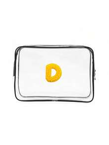 Transparent PVC Portable Storage Bag, Comes With Multi-Color Towels, Can Be Embroidered With A-Z Letters, Names Or Logos, Large Capacity Cosmetic Organizer, Waterproof, Zipper Closure, Can Be Used As Makeup Bag, Travel Organizer, Beauty Pouch To Store Lipsticks, Makeup Brushes, Skincare Products, Phones, Coins, Small Items, Suitable For Home And Vacation Use - Multicolor - View 15
