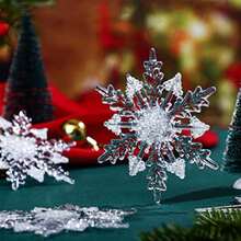 y8 piezas de adorno acrilico de copo de nieve de 4.3 pulgadas decoraciones de copo de nieve de Navidad adornos de Navidad transparentes para arbol de Navidad con cuerdas para boda aniversario decoracion de cumpleaños - como en la foto - Ver 4