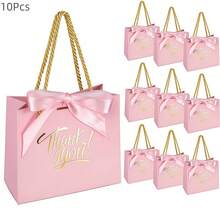 10pcs/1pc/20pcs White Gift Bags, Thank You Gift Bags With Handles, 5.5 X 2.36 X 4.7 Inches (Approx. 14 X 6 X 12 Cm) Mini Gift Paper Bags Bulk For Christening, Birthday, Wedding, Party, Valentine's Day Gift Boxes - Multicolor - View 9