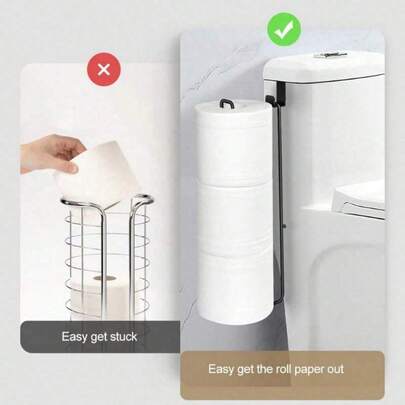 No Drill Toilet Paper Holder, Iron Art Bathroom Tissue/Towel Rack, Towel Hanger, No Need To Drill Holes On Wall, Suitable For Kitchen And Bathroom Storage, Bathroom Accessories, Essential For Back To School Season