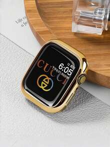 Soft Frame Hollow Protective Case Compatible With Ultra 11/10/SE 9/8/7/6/5/4/3/2/1 Smartwatches, Fits 40mm, 41mm, 42mm, 44mm, 45mm, 46mm, 38mm And 49mm Sizes. Made Of Flexible TPU Ultra-Thin Shell, Shock-Proof And Drop-Proof, Lightweight And Portable, Sensitive Touch. (Glass Not Included) Unisex. - Gold - View 1