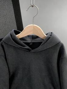 1件装青少年男童加厚保暖连帽衫，学生服装，适合儿童秋冬季长袖上衣，时尚/街头/运动风 - 深灰色 - 查看 4