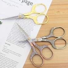 Retro Plum Blossom Scissors, Stainless Steel Household Scissors, Window Decorations, Embroidery, Paper-Cutting, Thread Cutting, Handmade Small Scissors - Gold + Silver + Rose Gold - View 1