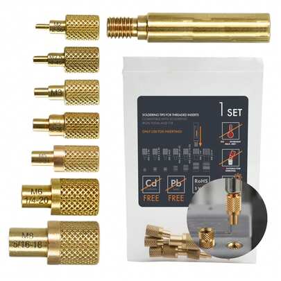 Heat Set Inserts Tips 8 Pack, Press Tool For 3D Printer Components For Inserting M2 M2.5 M3 M4 M5 M6 M8 Inserts, Compatible With Weller SP40NKUS,Hakko FX-888D,900M And T18