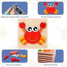 Juguetes de Rompecabezas Montessori, 6 Piezas Animales o Vehículos de Dibujos Animados Diferentes Rompecabezas para Niños, Regalo Rompecabezas para Niños y Niñas Regalos Navidad (Animal) - Frutas+Verduras C - Ver 3
