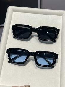 2-Piece Set - Retro Square Men's Fashion Glasses, Small Frame Fashion Glasses, Fashionable Decorative Glasses For Street Style, Daily Wear, Photography, Shopping, Cycling, Travel, Beach, Driving, Street, Vacation, Outdoor Activities. Perfect Gift For Birthday, Holiday, Party, Christmas - Multicolor - View 4