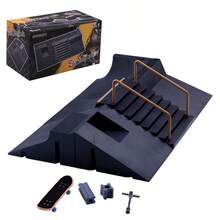 Fingertip Toys 6-In-1 Finger Skatepark With Finger Skateboard Kits Slope Slide Staircase Track Ramps (Finger Skateboarding Send At Random Color)