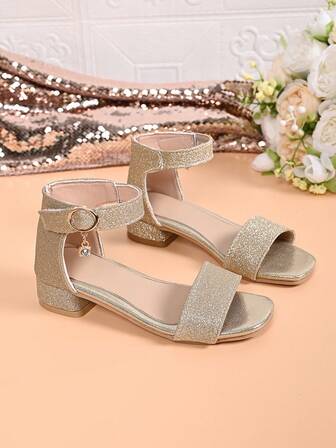 New Girls Princess Sandals, Summer Soft Bottom High Heel Shoes For Little/Big Kids, Fashion Show Performance