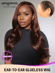 MEGALOOK Aufgerüstete 13x6 Three-Go™ Tiefbraune Wasser Welle Lace Front Perücke - 100% Echthaar, Ohren zu Ohren Spitze, natürliche Haaransatz, 18-26 Zoll #4 Braune Perücke - Kein Kleber nötig, Anfänger geeignet, langanhaltend & langanhaltend, leichter Träger