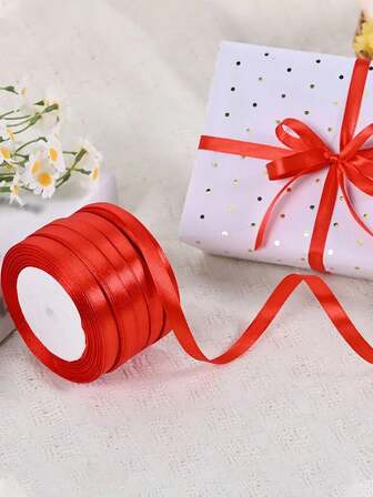 1 pieza de cinta de satén de doble cara, para decoración de rosas DIY, envoltura de regalos - Cinta de lazo para decoración de mesas, sillas, arcos, cajas de regalo, decoración de pasteles, accesorios de ropa, tejido, creando una atmósfera elegante para fiestas